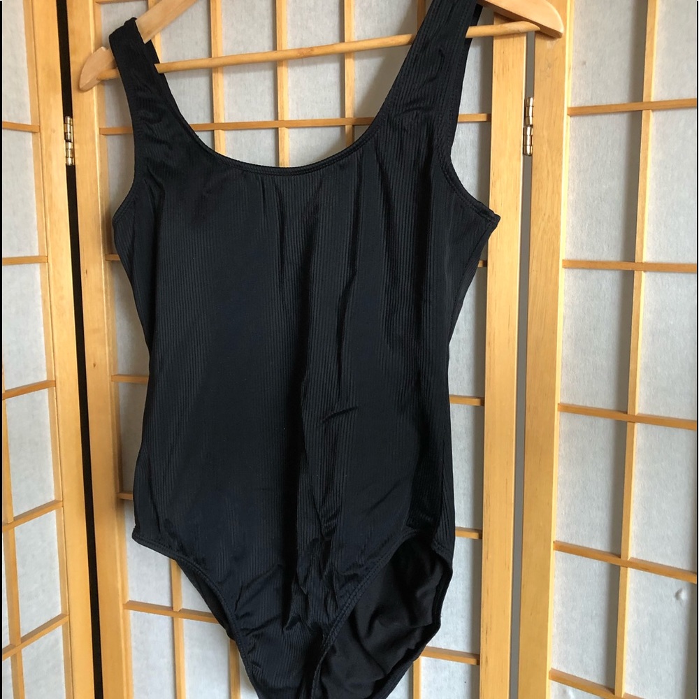 Black striped tank swimsuit by Catalina, Medium